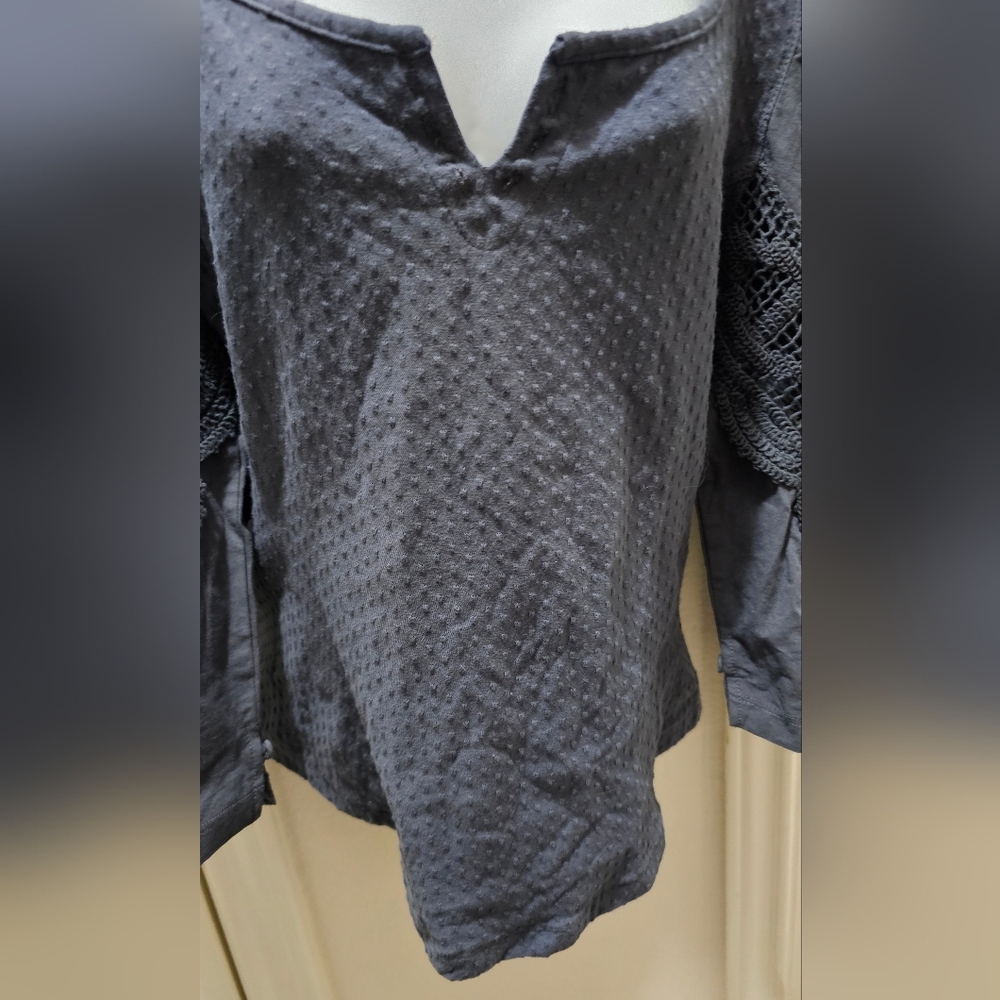 Free People Brunch Date Henley Top Grey Size Large EUC - Picture 7 of 9